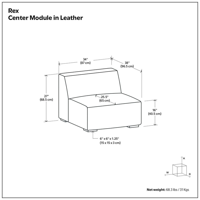 Rex - Center Sofa Module by HouseOfZazla
