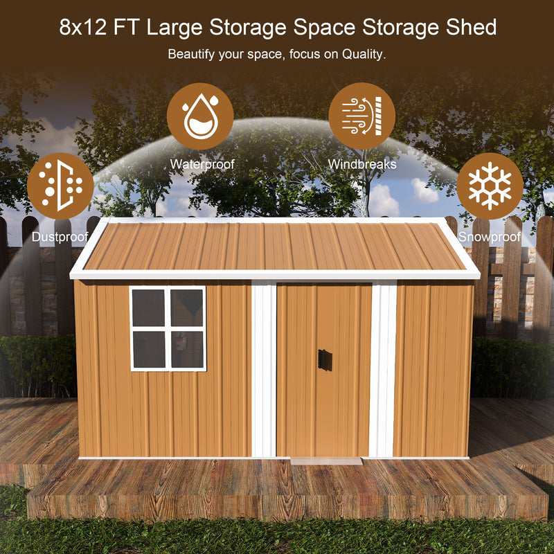 12x8 FT Heavy-Duty Metal Storage Shed by HouseOfZazla