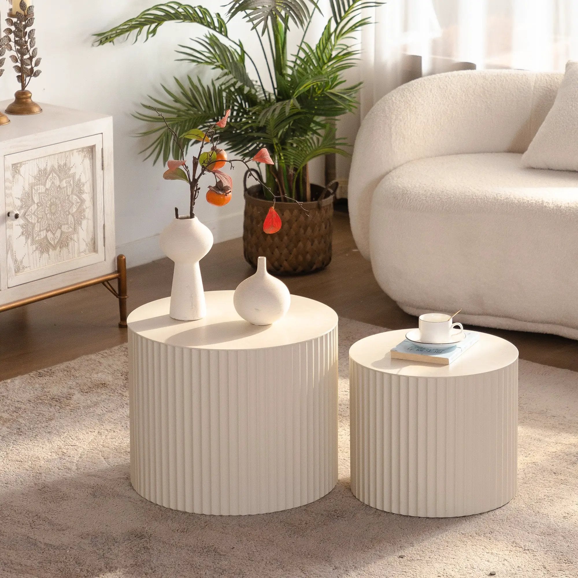 Round Wood Coffee Table for Living Room by HouseOfZazla