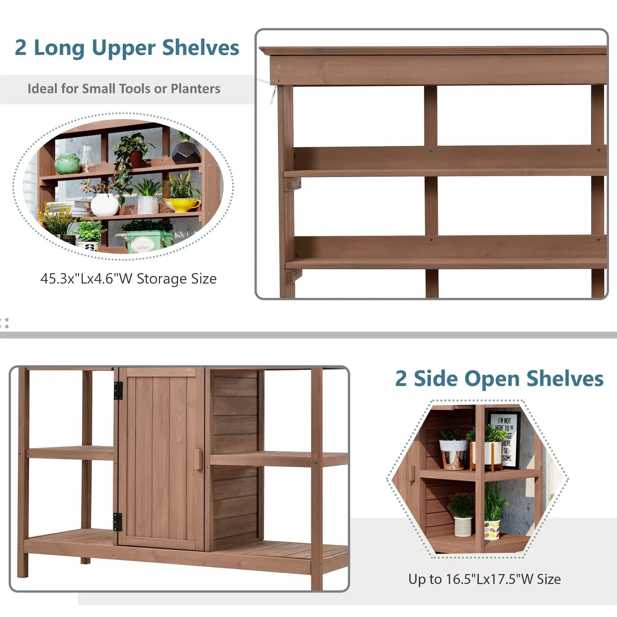 TOPMAX 66" Large Outdoor Farmhouse Wooden Potting Bench Table by HouseOfZazla