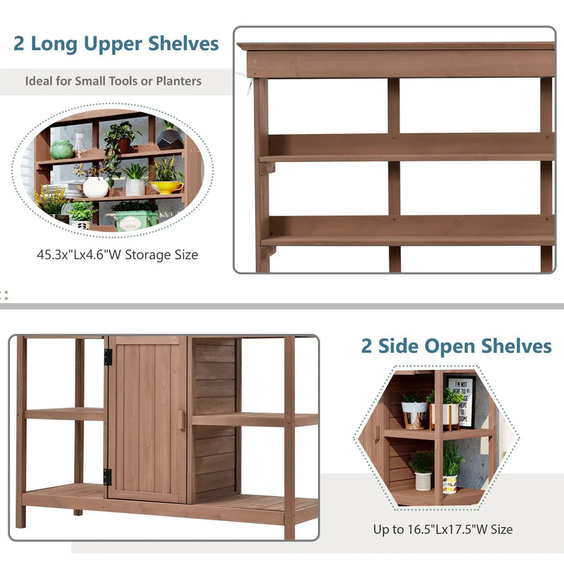 TOPMAX 66" Large Outdoor Farmhouse Wooden Potting Bench Table by HouseOfZazla