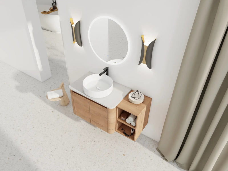 42" Wall-Mounted Bathroom Vanity With Ceramic Art Sink by HouseOfZazla
