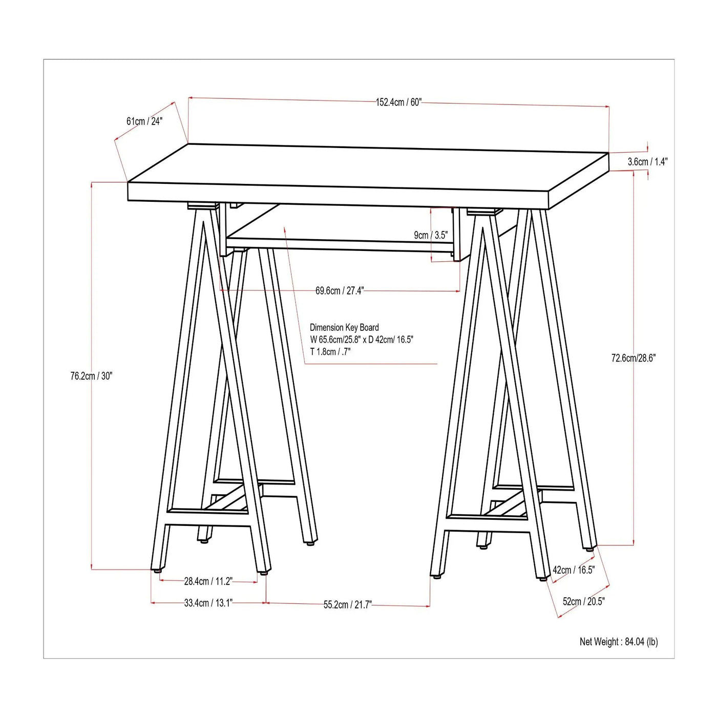 Sawhorse - Handcrafted Solid Desk by Unique Piece Furniture