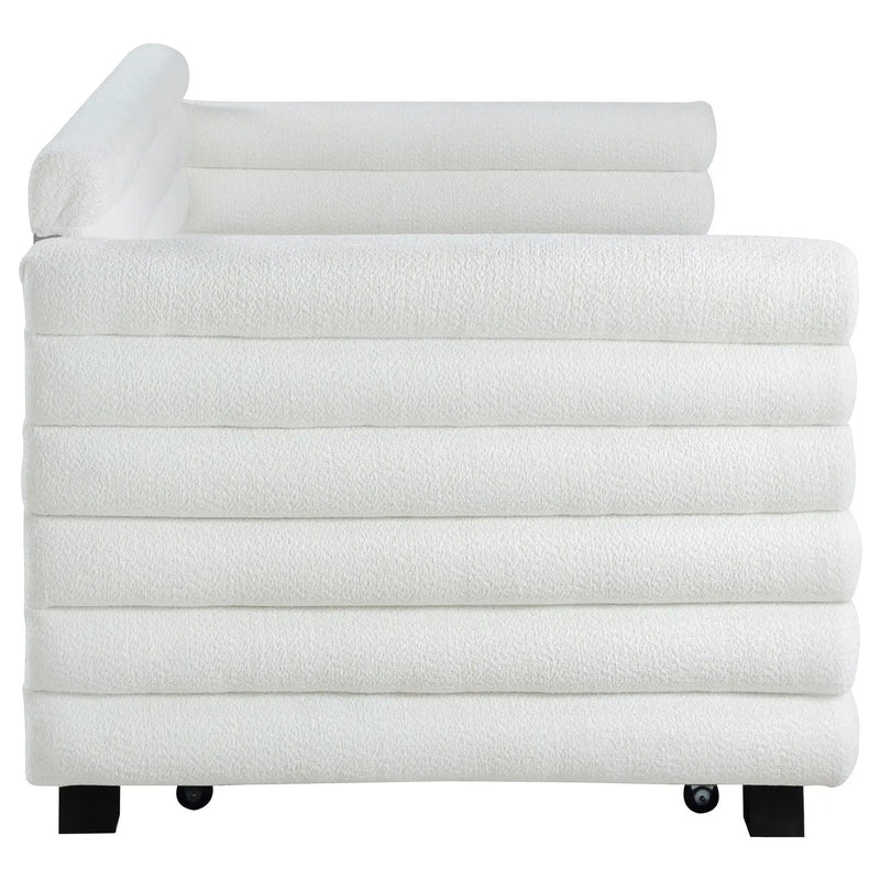 Fandango - Upholstered Twin Day Bed With Trundle - White by HouseOfZazla
