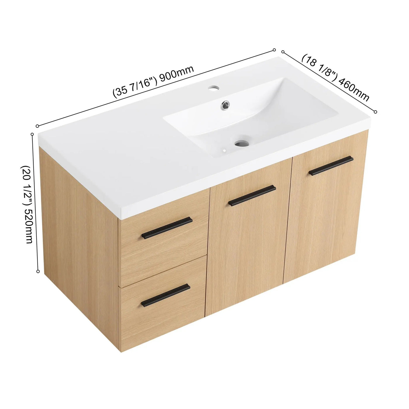 Wall Mounted Floating Bathroom Vanity With Sink, Door & Drawers Modular Cabinet by Unique Piece Furniture