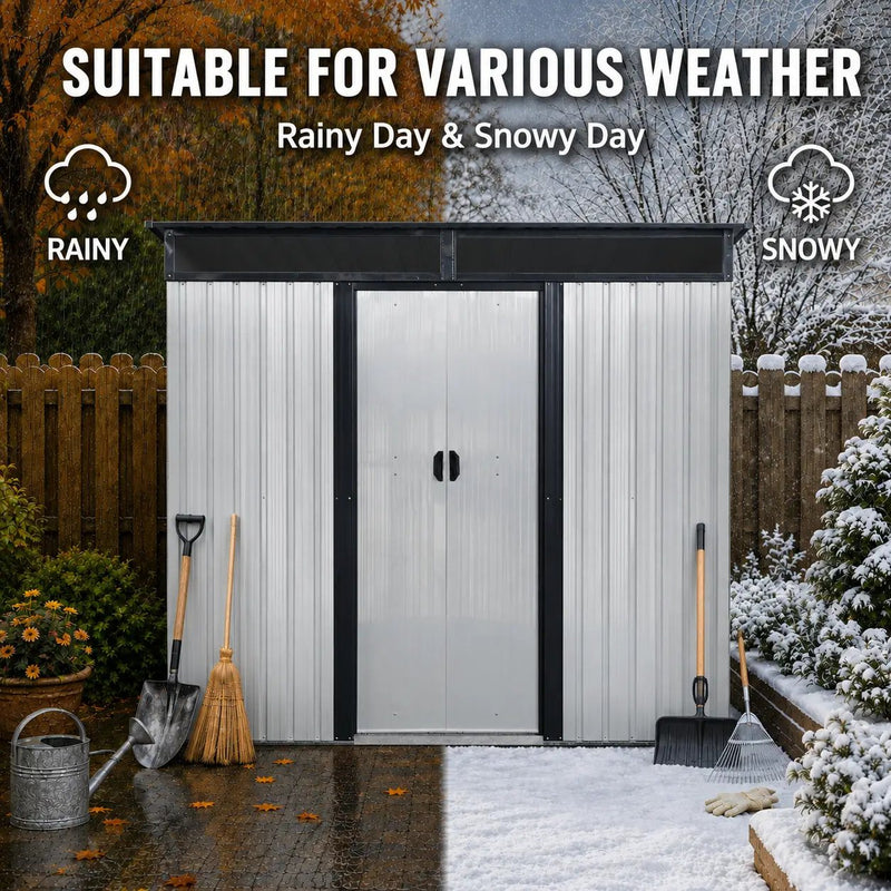 8 ft x 6 ft Outdoor Metal Storage Shed with Window by HouseOfZazla