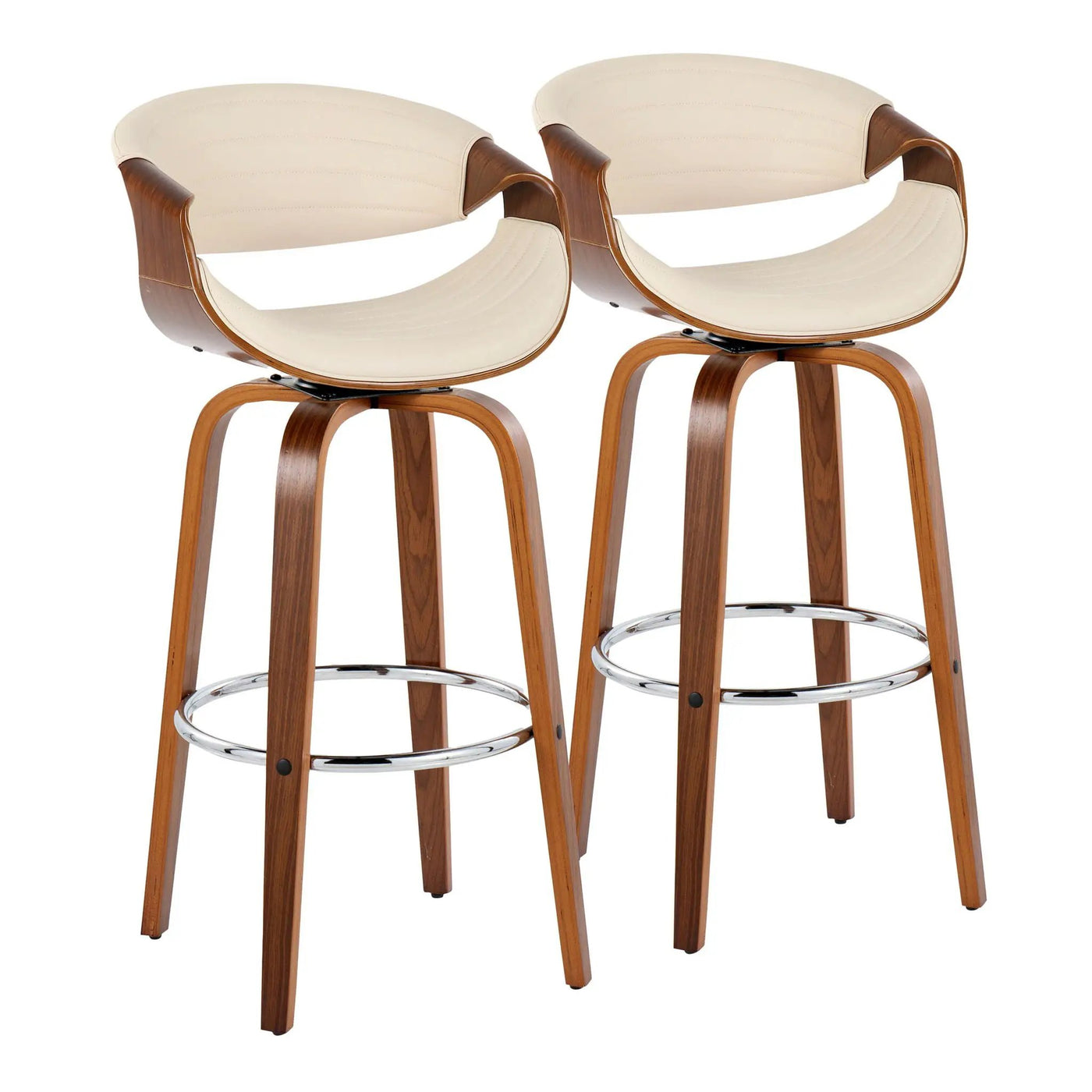 Symphony - Mid Century Modern Fixed Height Barstool With Swivel With Round Footrest (Set of 2) by HouseOfZazla