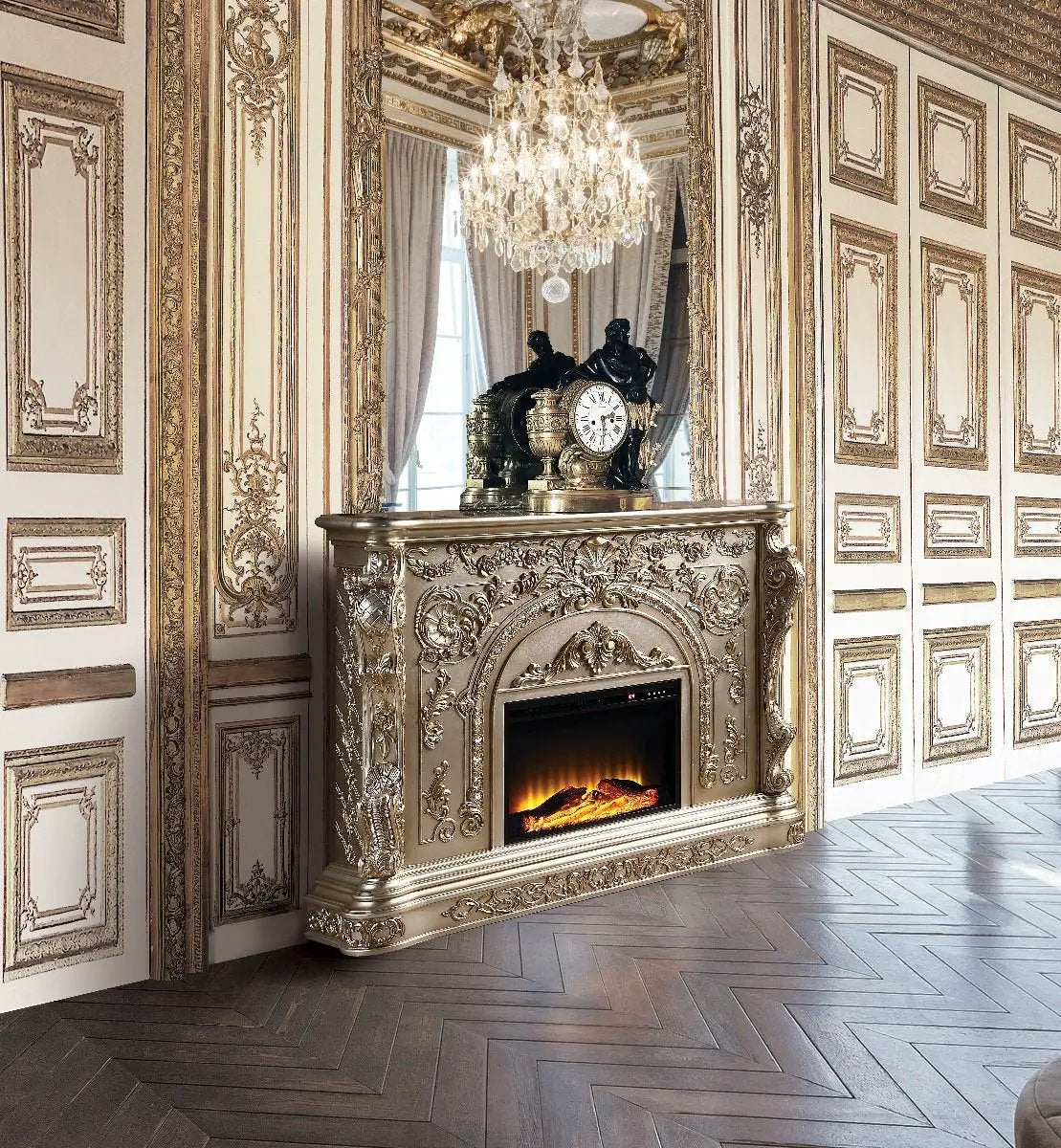 Danae - Fireplace - Antique Silver by Unique Piece Furniture