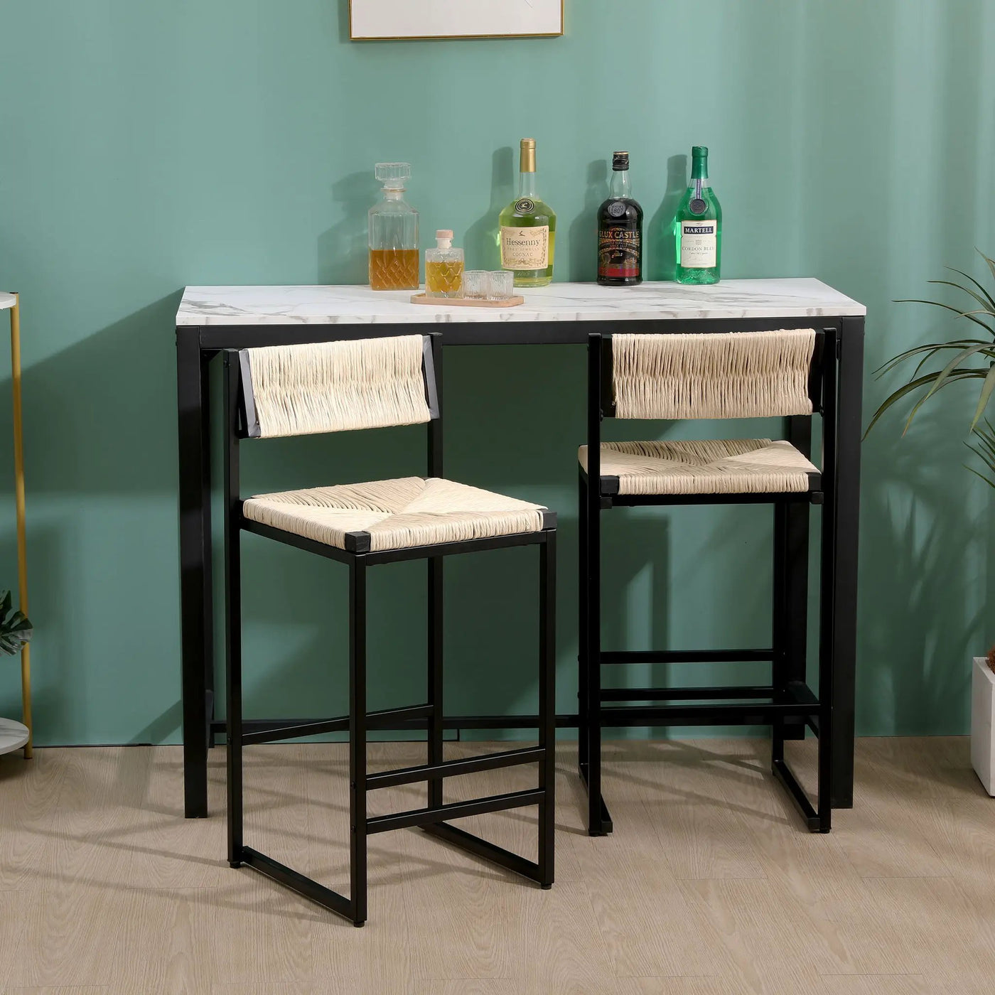 Bar Stools Paper Rope Weave Dining Chairs With Back Hand Weave Stools For Kichen Island, Bar & Counter (Set of 2) by Unique Piece Furniture