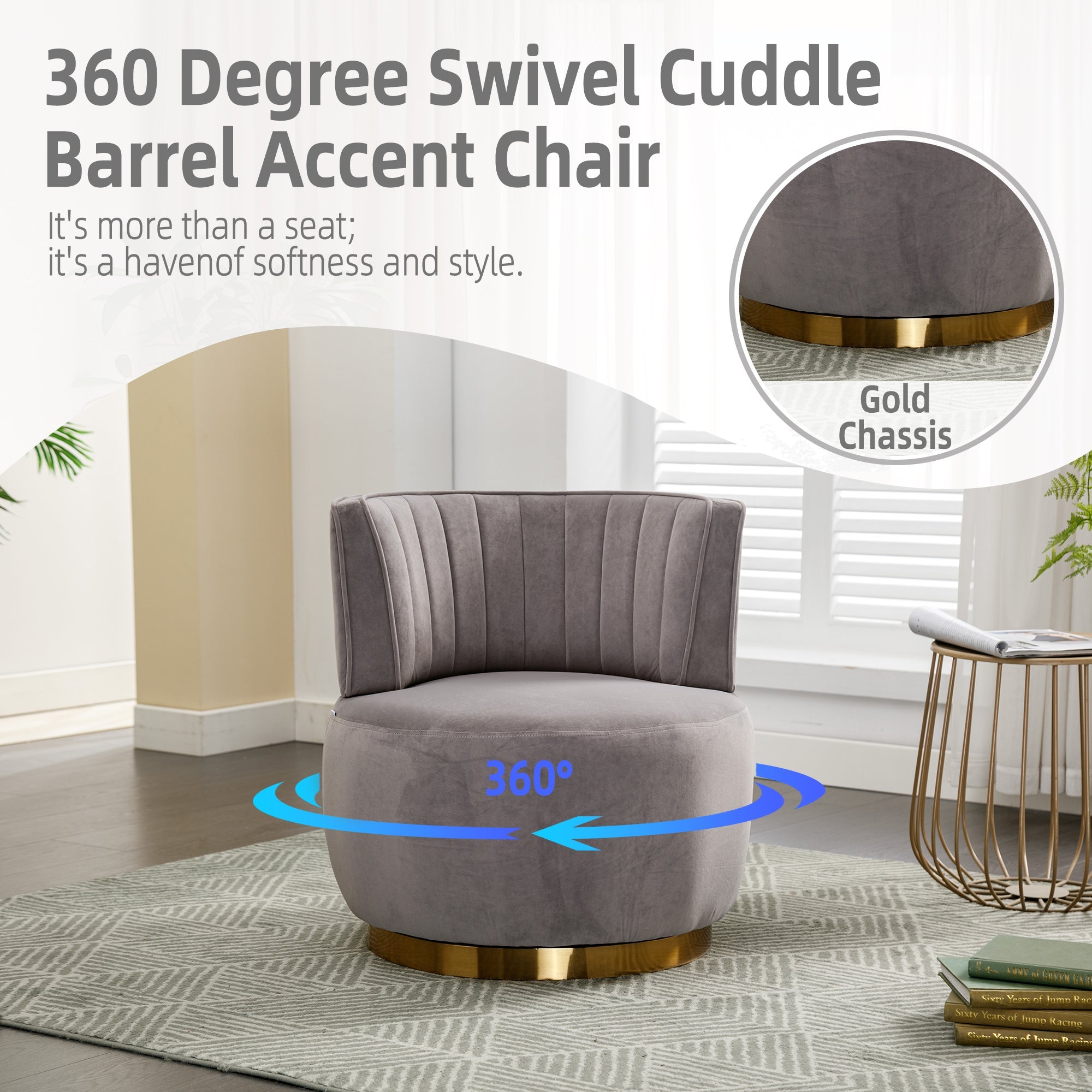 360 Degree Swivel Cuddle Barrel Accent Sofa Chairs by BLAKHOM