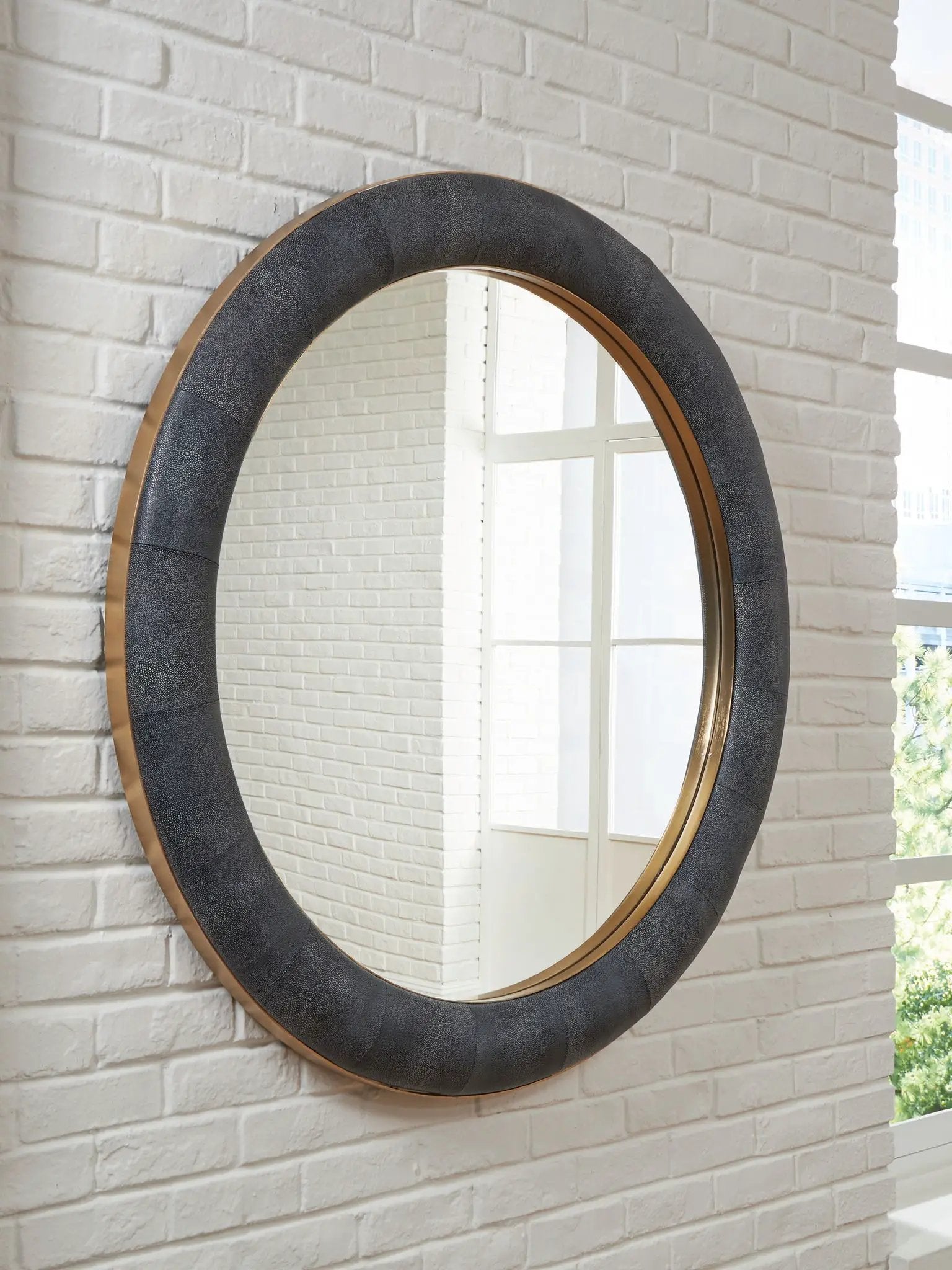 Corinsworth - Accent Mirror - Charcoal / Brass Finish by Unique Piece Furniture