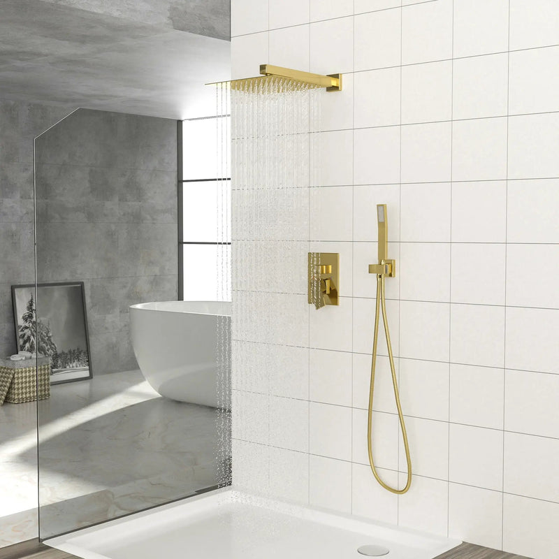 Dual Shower Head 10" Wall Mounted Square Shower System by HouseOfZazla