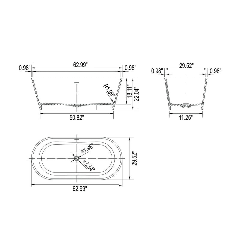 Solid Surface Soaking Freestanding Bathtub For Bathroom - Matte White by HouseOfZazla