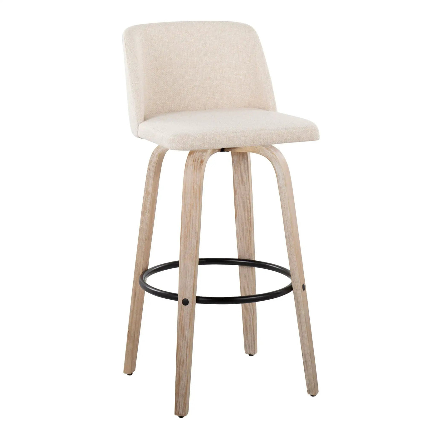 Toriano - Mid-Century Modern Fixed Height BarStool With Round Footrest (Set of 2) by HouseOfZazla