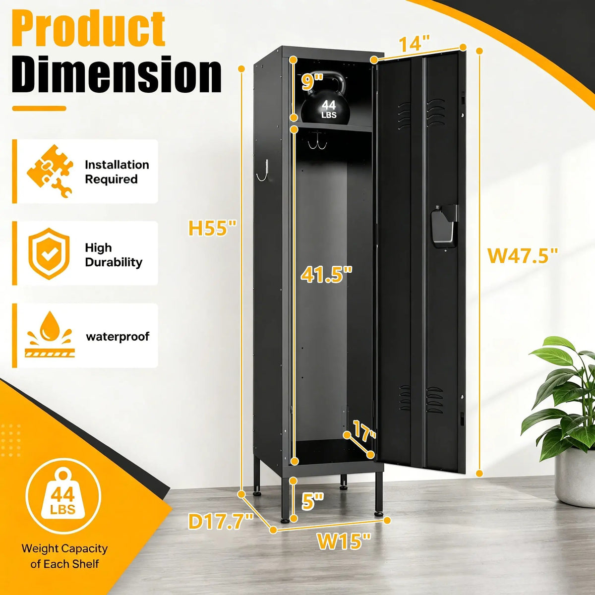 55-Inch Tall Metal Wardrobe Cabinet by HouseOfZazla