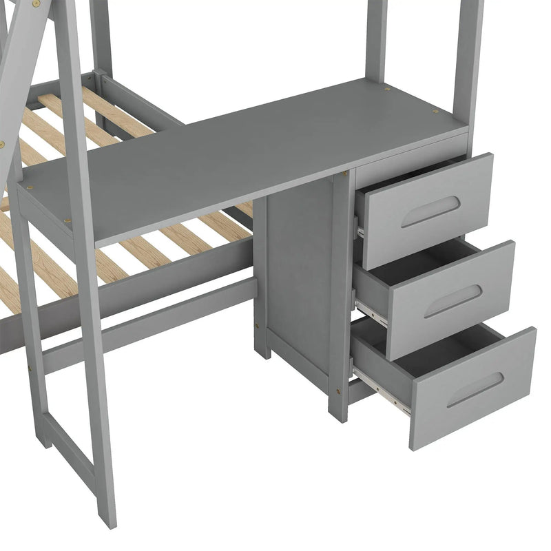 Bunk Bed With Built In Desk And 3 Drawers by Unique Piece Furniture