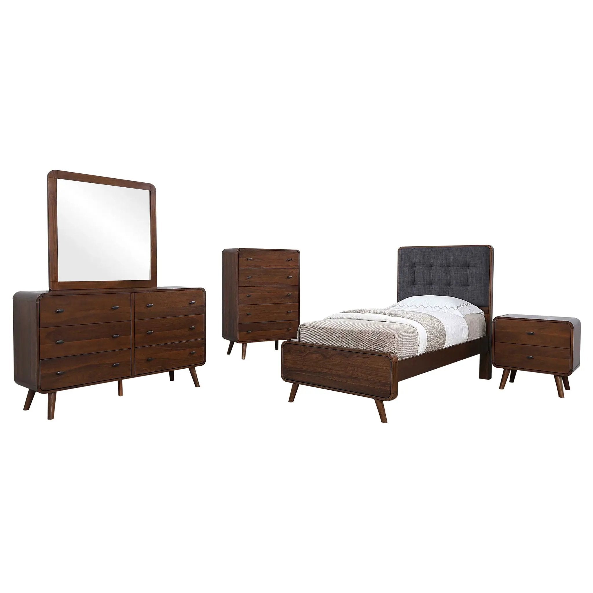 Robyn 5-piece Twin Bedroom Set Dark Walnut by Unique Piece Furniture