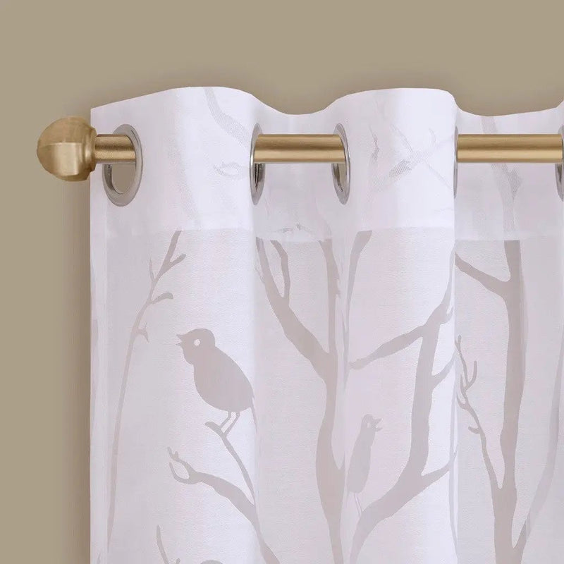 Grommet Top Sheer Bird on Branches Burnout Window Curtain Panel by HouseOfZazla