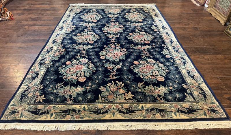 Sino Persian Rug 6x9, Navy Blue, Floral by Jewel Rugs