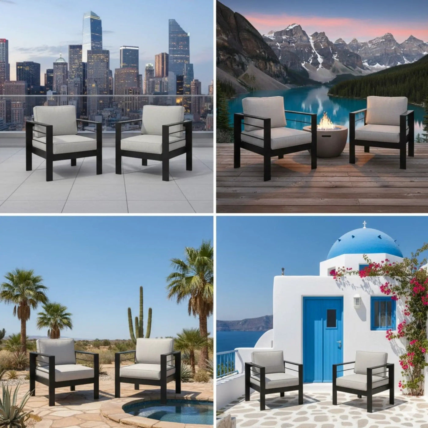 Modern All-Weather Patio Armchairs & Thick Cushions (Set of 2) by HouseOfZazla