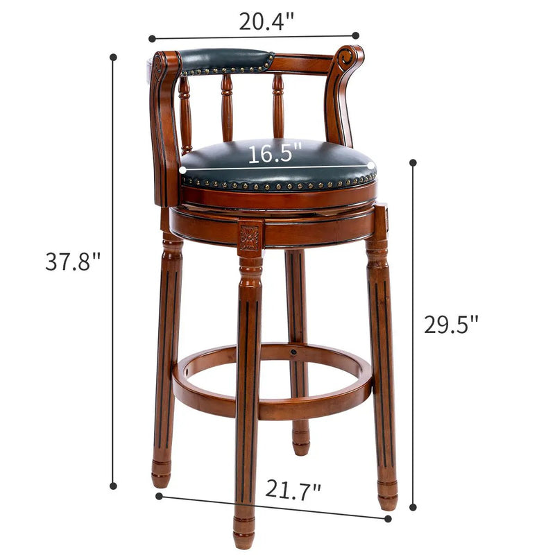 Swivel Cow Top Wooden Bar Stool, 360 Degree Swivel Bar Height Chair With Backs For Home Kitchen Counter by Unique Piece Furniture
