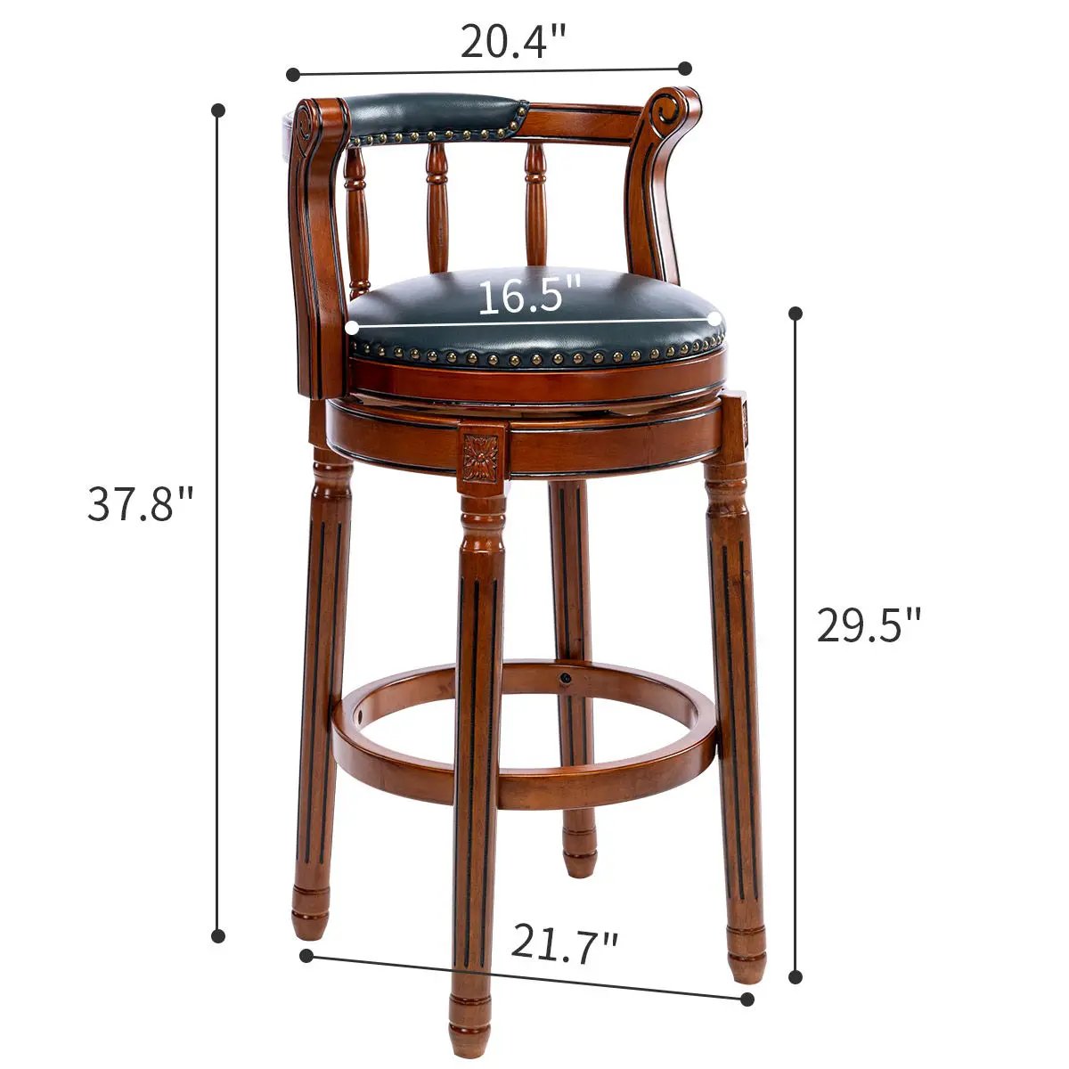 Swivel Cow Top Wooden Bar Stool, 360 Degree Swivel Bar Height Chair With Backs For Home Kitchen Counter by Unique Piece Furniture