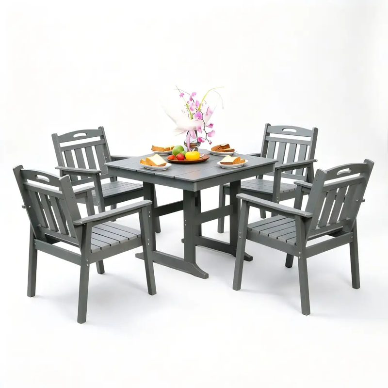 HDPE Outdoor Patio Dining Set with Table and 4 Chairs by HouseOfZazla