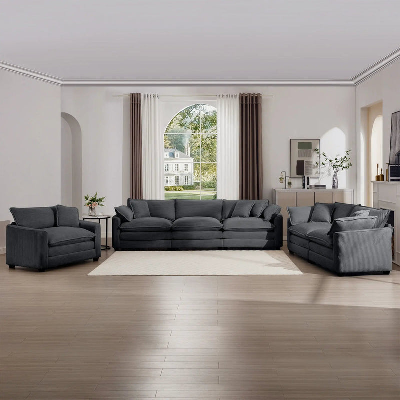 Elegant Oversized Sectional Sofa Set With Deep Seats And Flexible Layout by HouseOfZazla