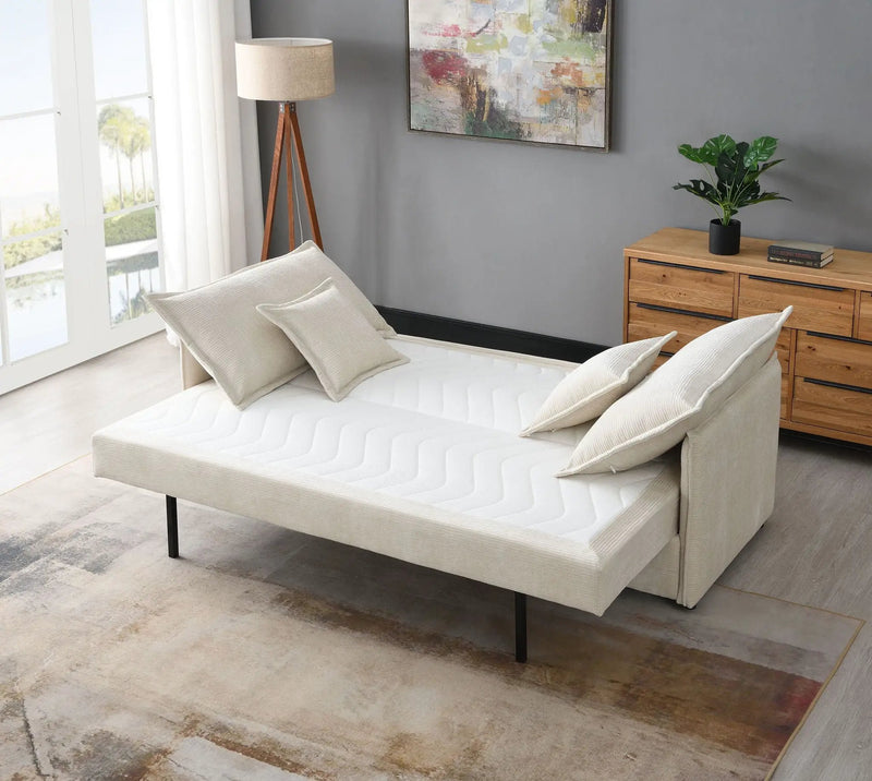 Elisea Sleeper Sectional Sofa With 2 Toss Pillows - Beige by HouseOfZazla