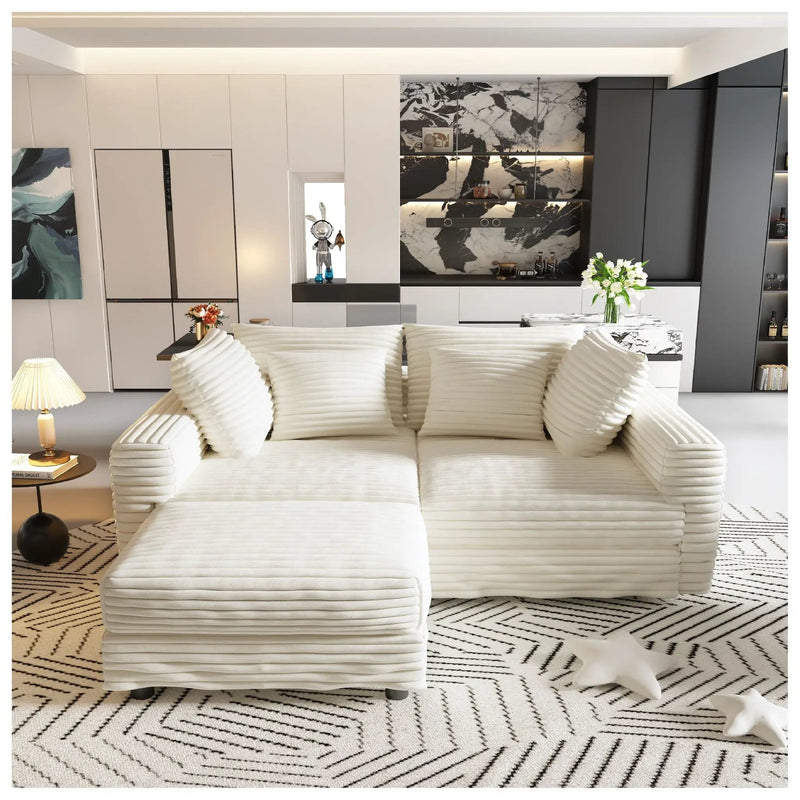 Deep Seat Convertible Sofa With Soft Pillows And Ottomans by HouseOfZazla