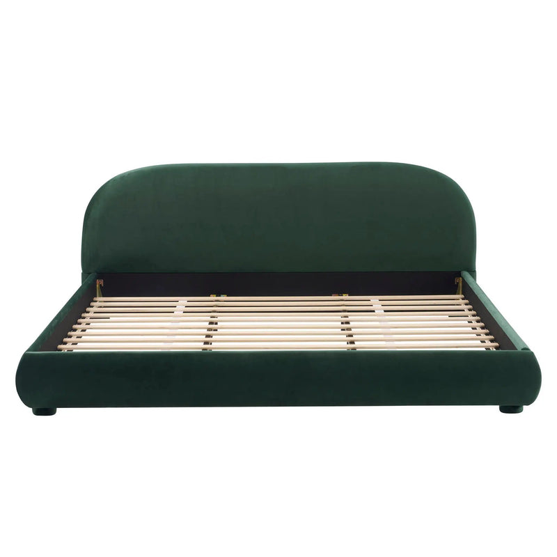 Upholstered Simple Modern Bedroom Bed With Curved Headboard by HouseOfZazla