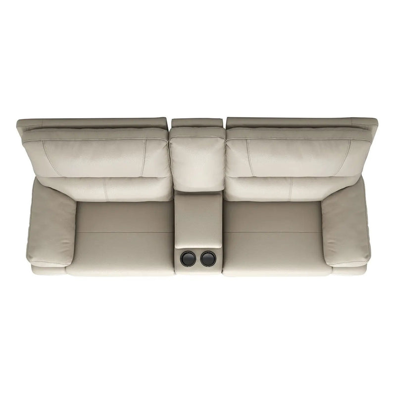 Malibu - Modern Power Motion 3 Piece Reclining Loveseat Sofa With Cup Holders - Cream Taupe Beige by HouseOfZazla