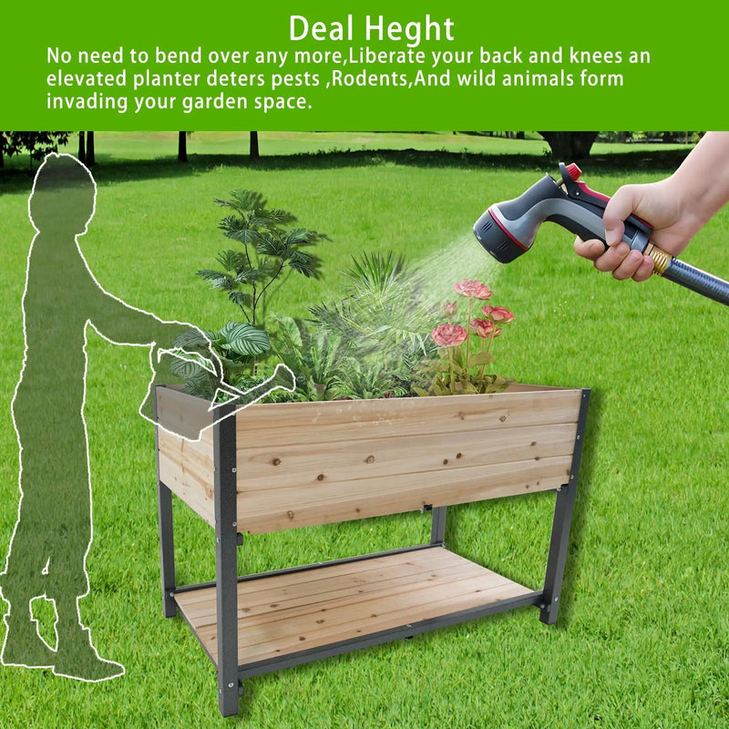45" Iron-Wood Combined Growing Beds With Feet and Storage Racks by HouseOfZazla