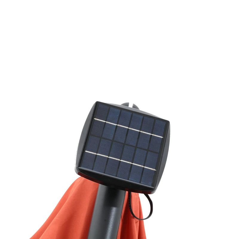 10ft Solar LED Offset Hanging Market Patio Umbrella (Orange) (No Base) by HouseOfZazla