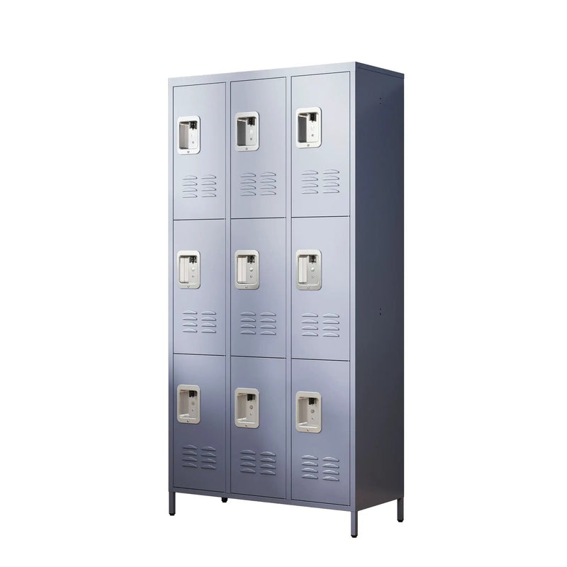 9 Door Lockers With Lock For Storage In Office, School, Gym, And Bedroom - Gray by HouseOfZazla