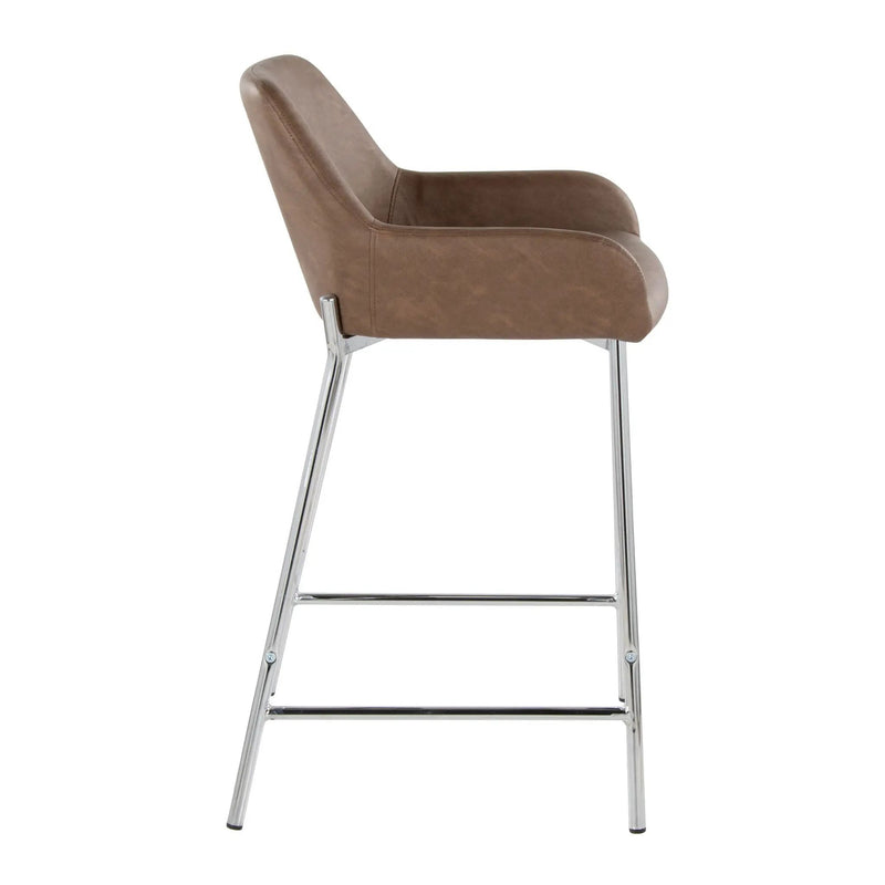 Daniella - Contemporary Fixed Height Counter Stool With Metal Legs (Set of 2) by HouseOfZazla