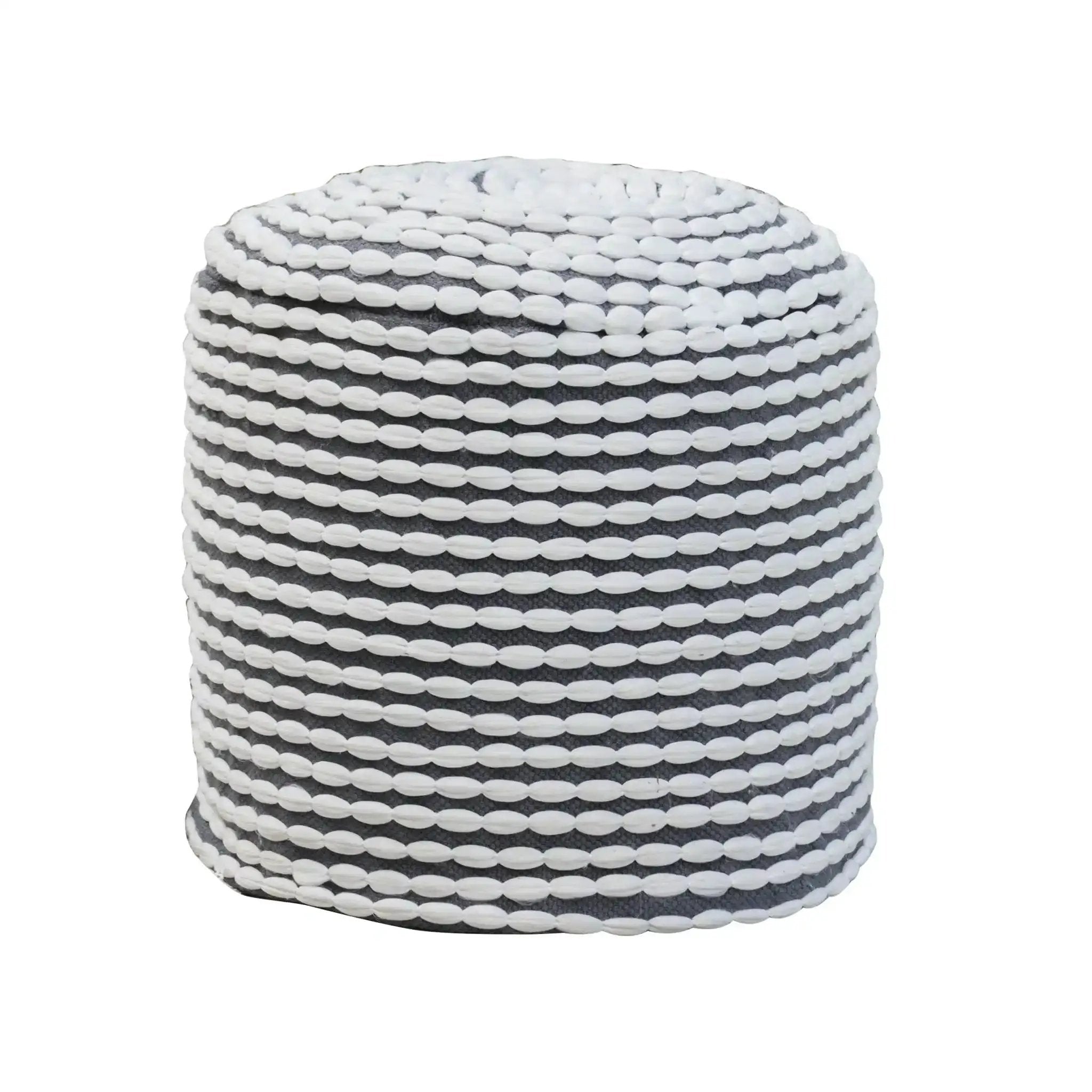 River Handcrafted Cylindrical Pouf in Water Resistant Fabric by HouseOfZazla