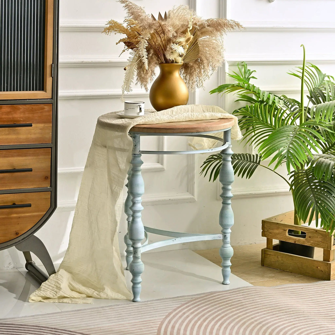 Round Top Carved Table For Living Room by Unique Piece Furniture