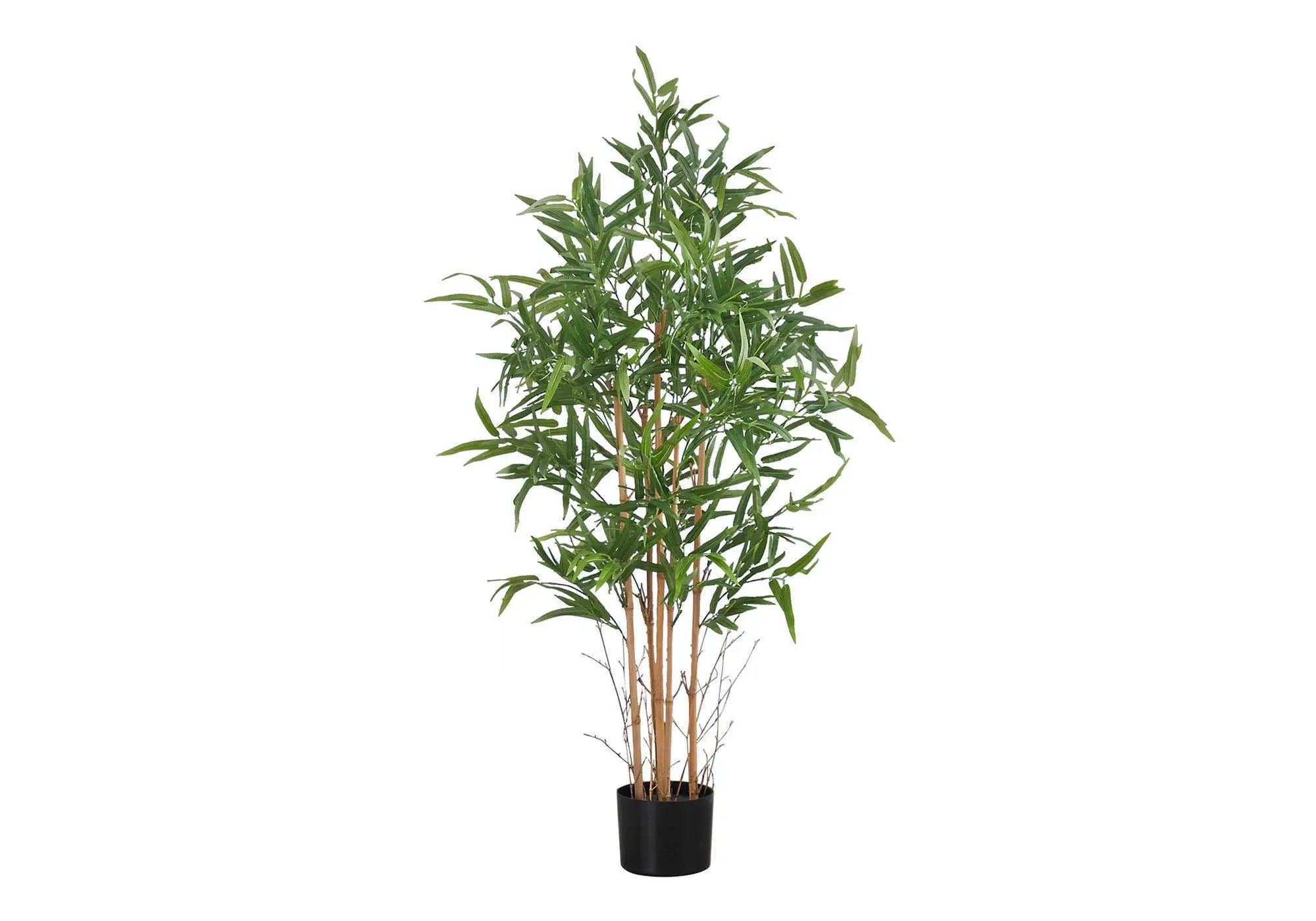 50" Tall, Artificial Plant, Bamboo Tree, Indoor, Faux, Fake, Floor, Greenery, Potted, Decorative - Green / Black by Unique Piece Furniture