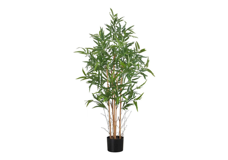 50" Tall, Artificial Plant, Bamboo Tree, Indoor, Faux, Fake, Floor, Greenery, Potted, Decorative - Green / Black by Unique Piece Furniture