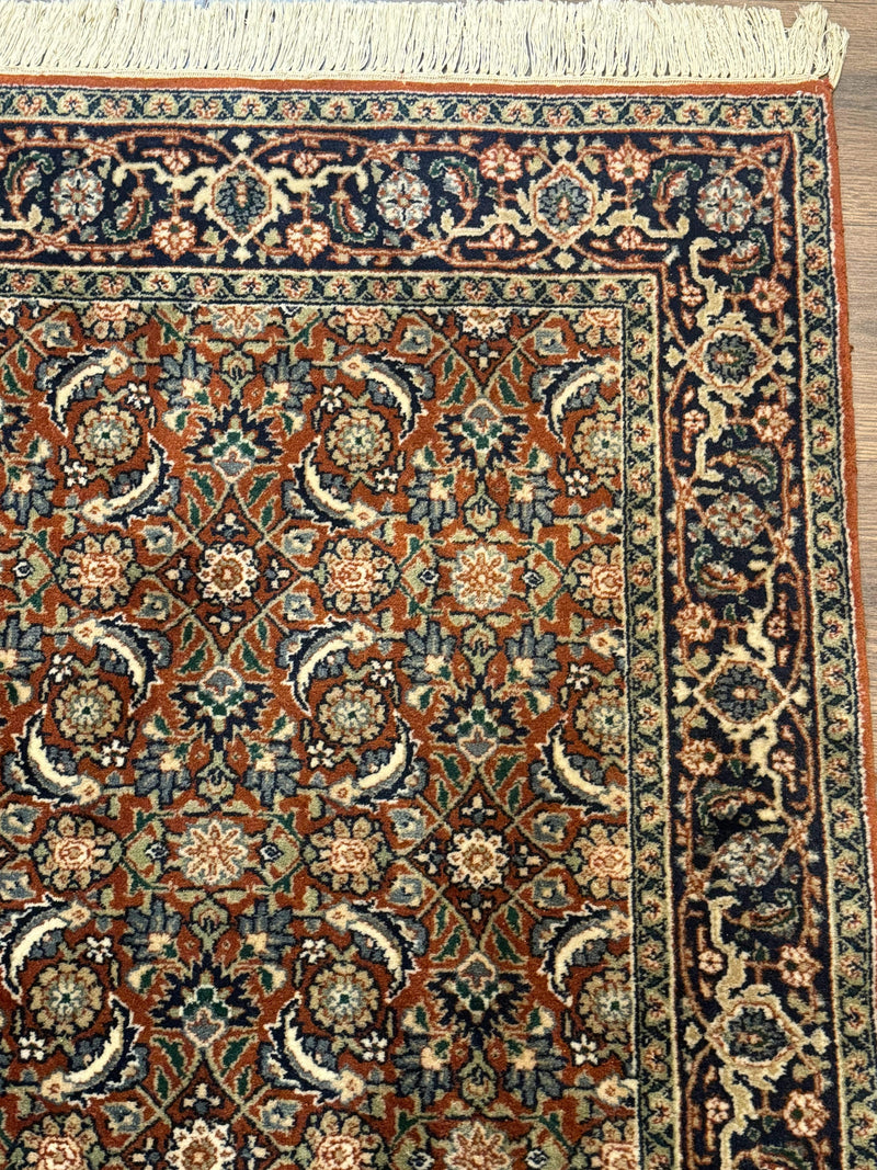 Indo Persian Bijar Rug 3x5, Red and Navy Blue, Allover Pattern, Fine Hand Knotted Wool Carpet by Jewel Rugs