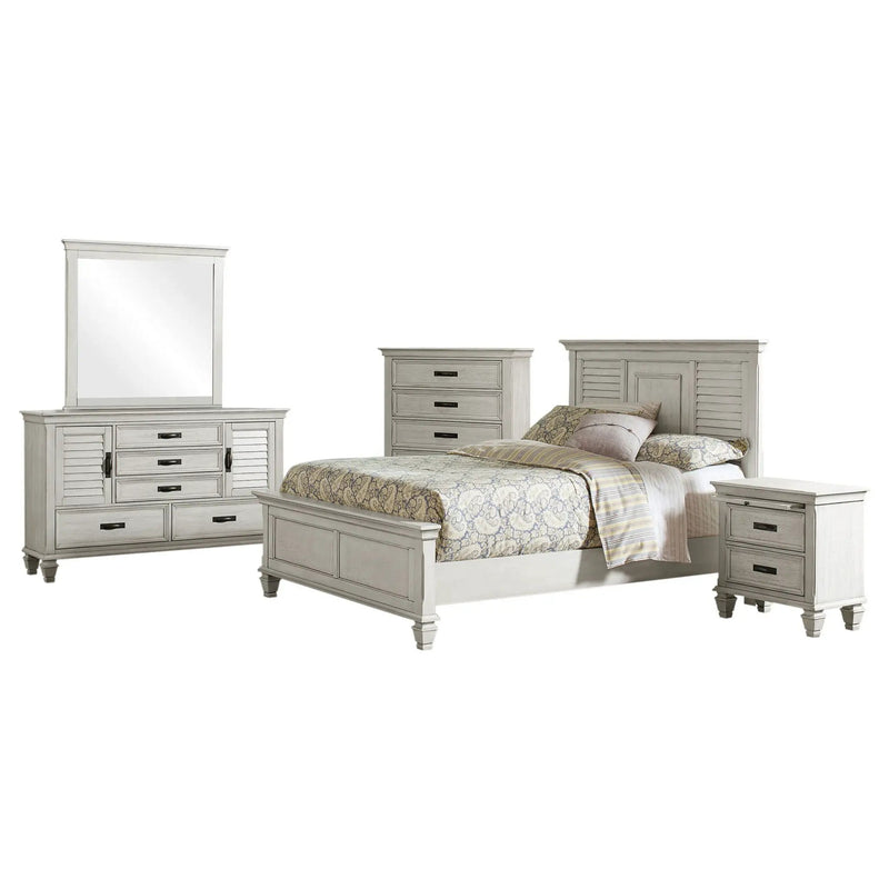 Franco 5-piece Queen Bedroom Set Distressed White by Unique Piece Furniture