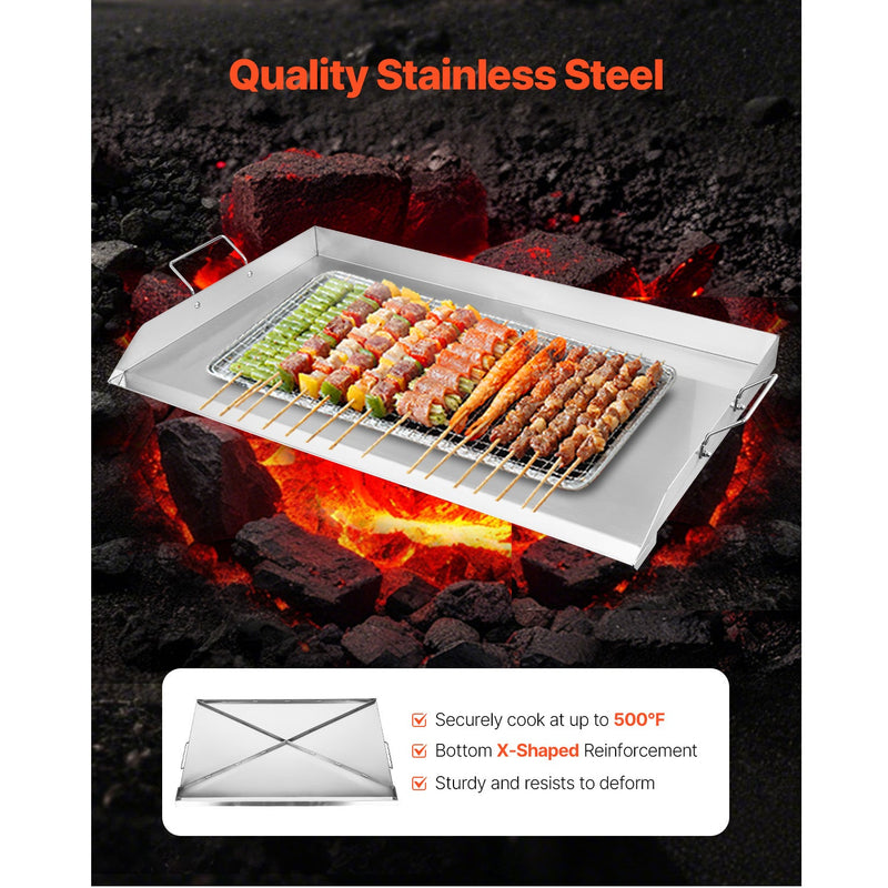36x22 in Flat Top Griddle Stainless Steel Universal BBQ Grill Pan Cookware by HouseOfZazla