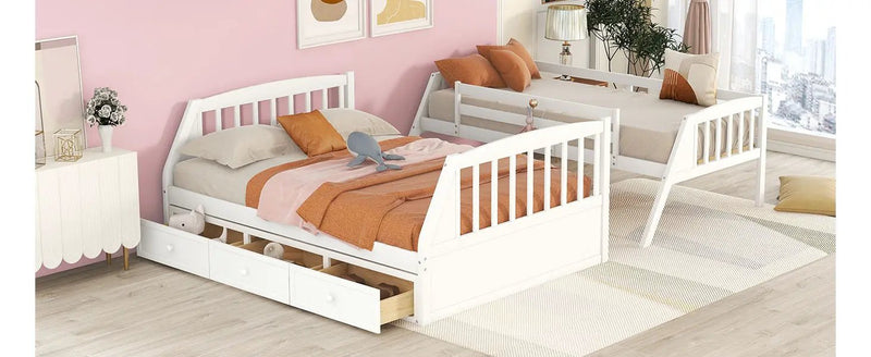 Bunk Bed With Drawers, Ladder And Storage Staircase by HouseOfZazla