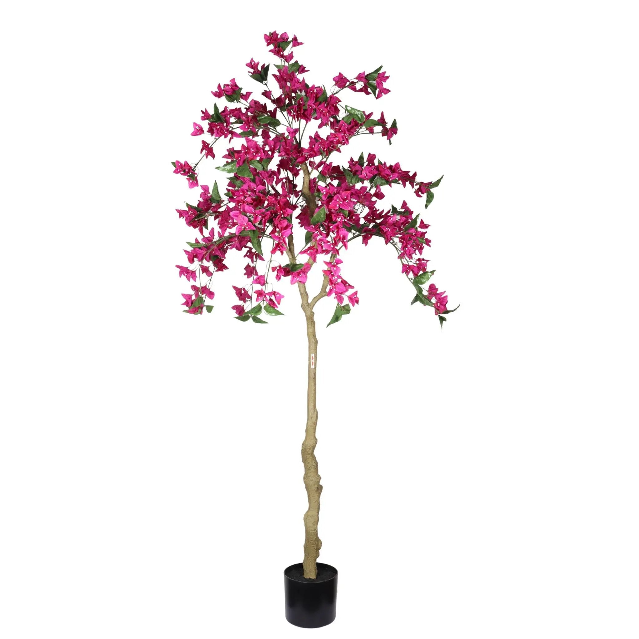 Artificial Bougainvillea Tree, Realistic Faux Potted Plant For Indoor Home Decor - Dark Pink / Green Leaves by Unique Piece Furniture