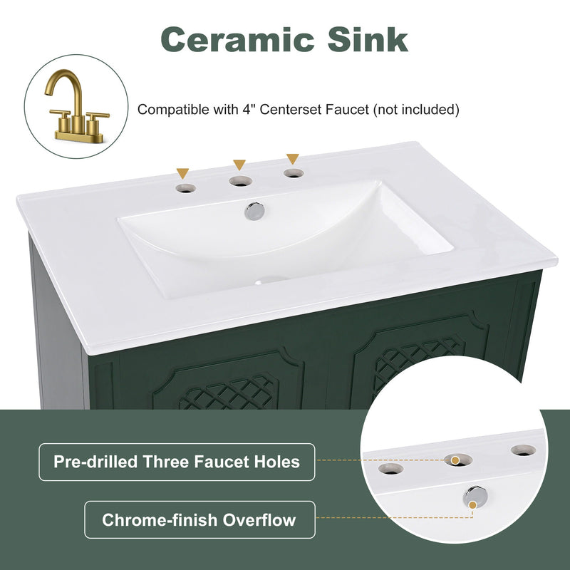 Bathroom Vanity With Sink, Soft Closing Door, Multi Functional Storage by HouseOfZazla