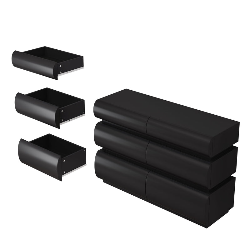 Minimalist Modern 6 Drawer Dresser, Handle Free Design With Wide Storage
