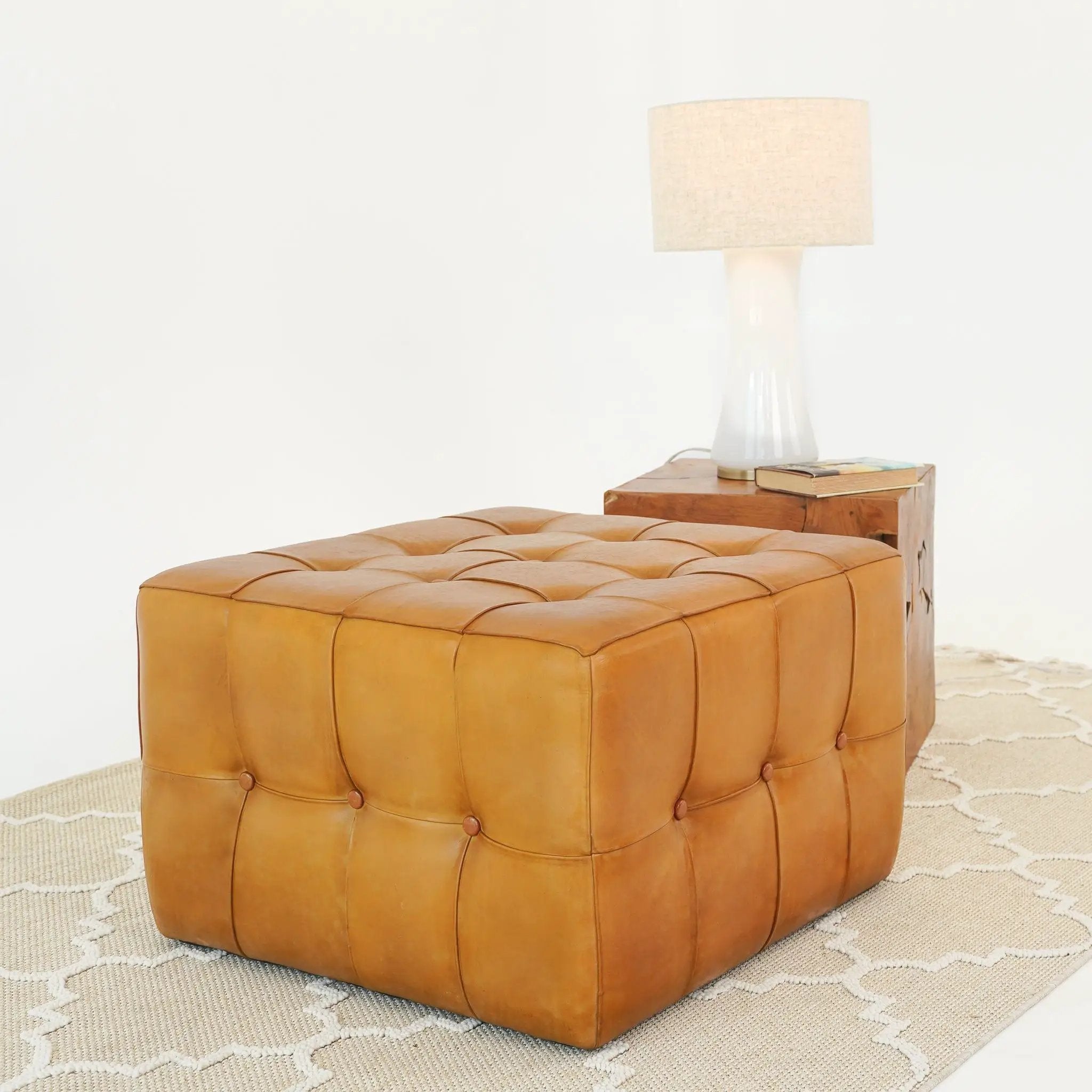 Benjiro - Square Ottoman - Tan by HouseOfZazla