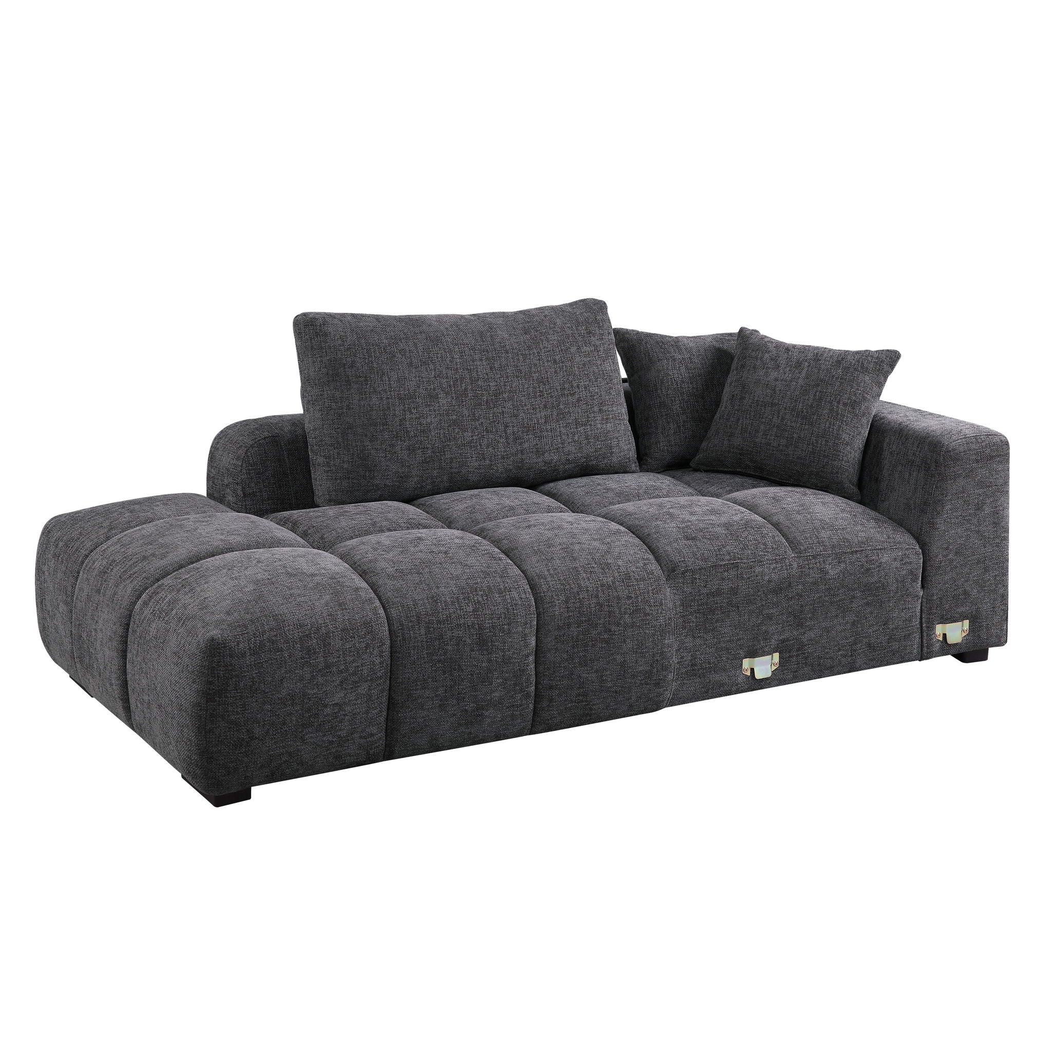 Chosen - Sectional Sofa With Toss Pillows With 2 Chaises With Ottoman - Gray by HouseOfZazla