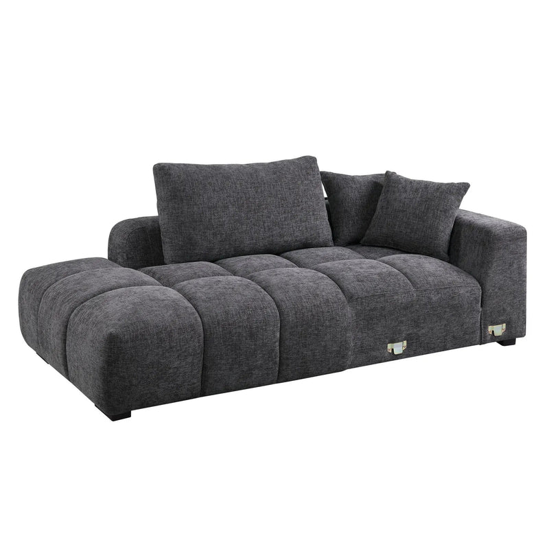 Chosen - Sectional Sofa With Toss Pillows With 2 Chaises With Ottoman - Gray by HouseOfZazla